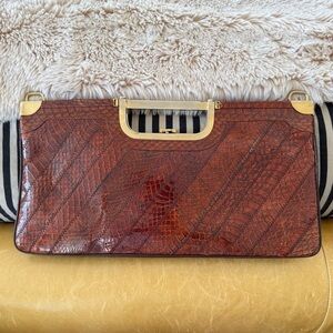 Susan Gail Vintage 1950s Snakeskin Top-Handle Clutch Handbag